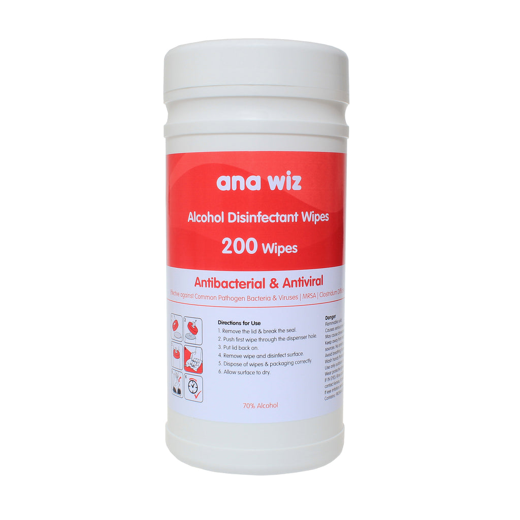 Ana Wiz Alcohol Disinfectant Wipes (200 Sheet Tub) Clinical Wipes Ana Wiz   