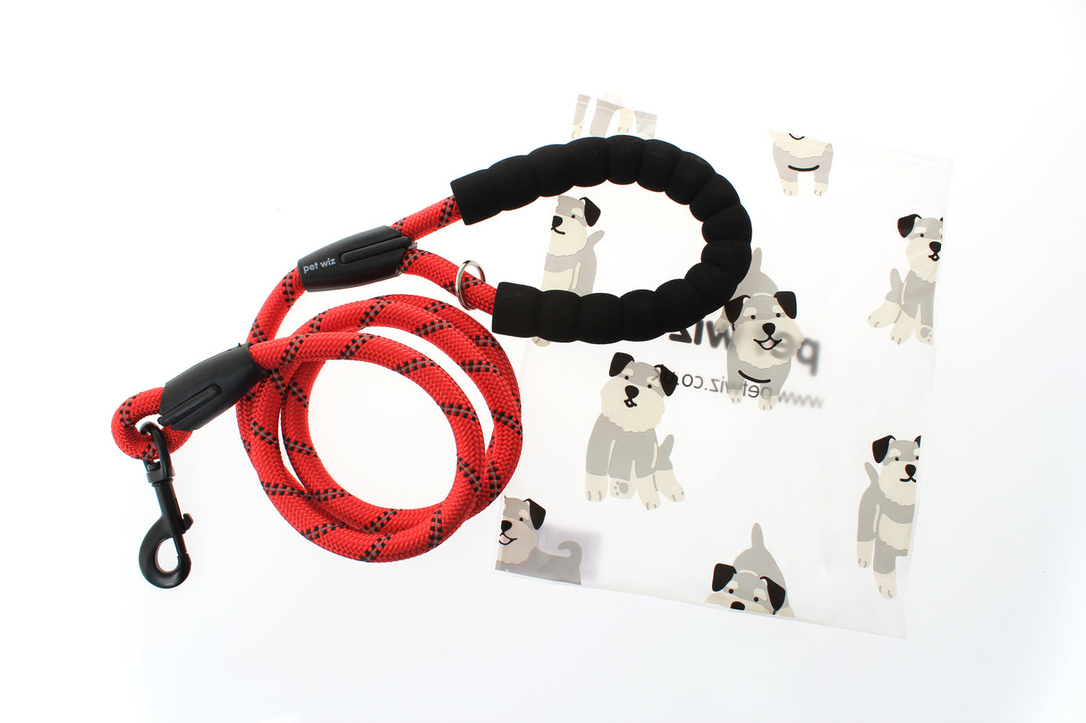 Dog Rope Lead With Reflective Stitching and Padded Handle - Size & Colour Options Collars Leads & Harnesses Pet Wiz