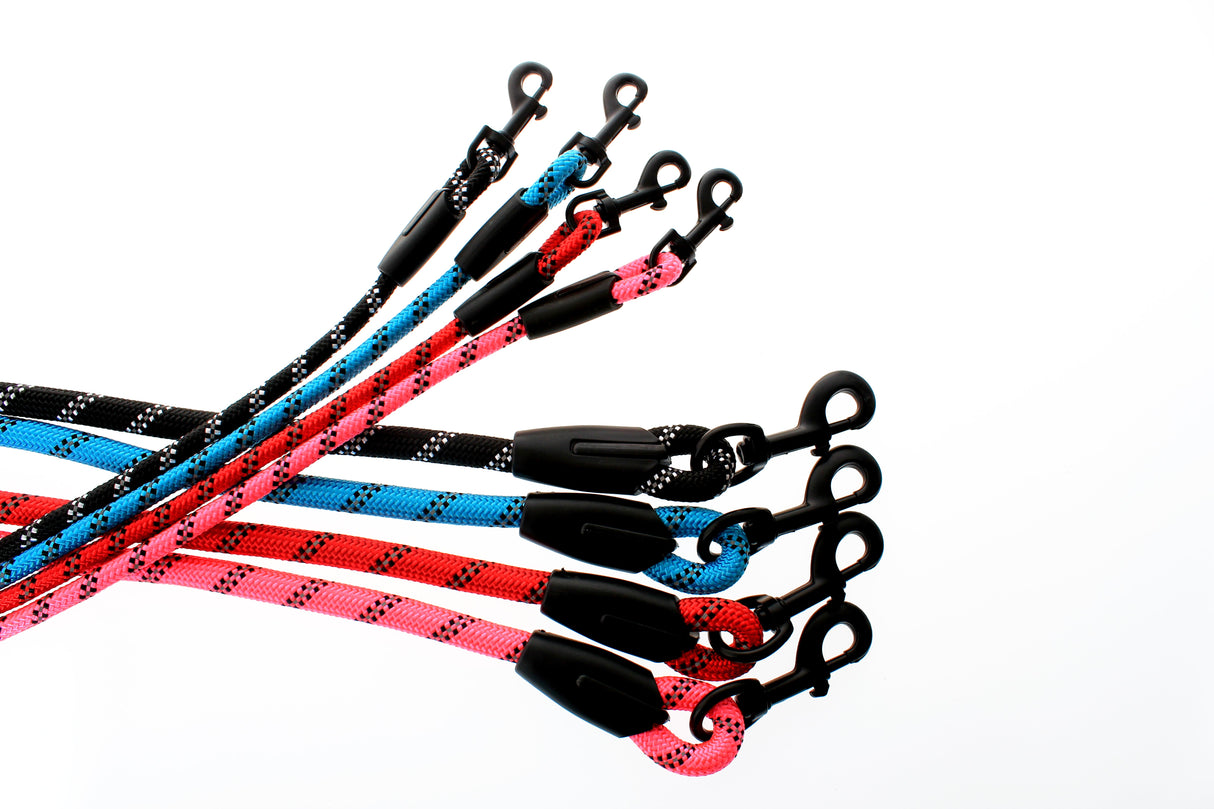Dog Rope Lead With Reflective Stitching and Padded Handle - Size & Colour Options Collars Leads & Harnesses Pet Wiz