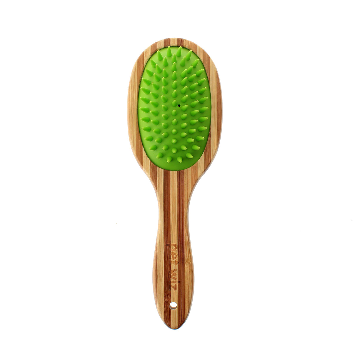 Double Sided Bamboo Dog Brush with Silicone Massager for Grooming Brush Pet Wiz