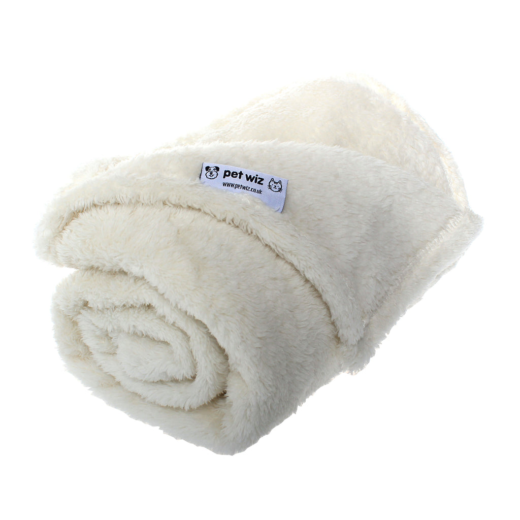 Fluffy Fleece Blanket - Soft & Warm Throw for Dogs & Cats Blankets Pet Wiz Small - 60 x 80cm Cream 