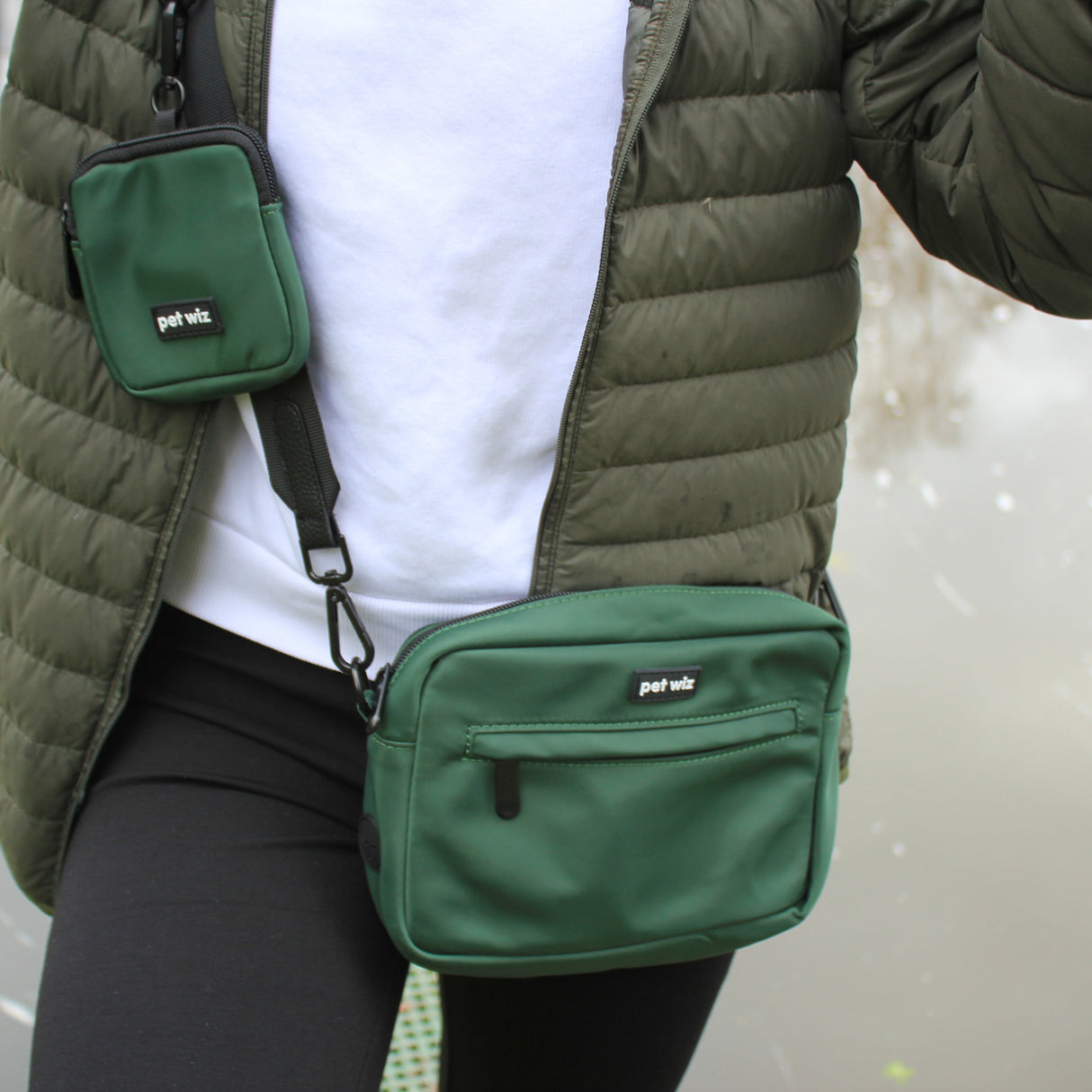 Dog Walking Bag with Detachable and Adjustable Strap & Matching Treat Pouch Pet Wiz