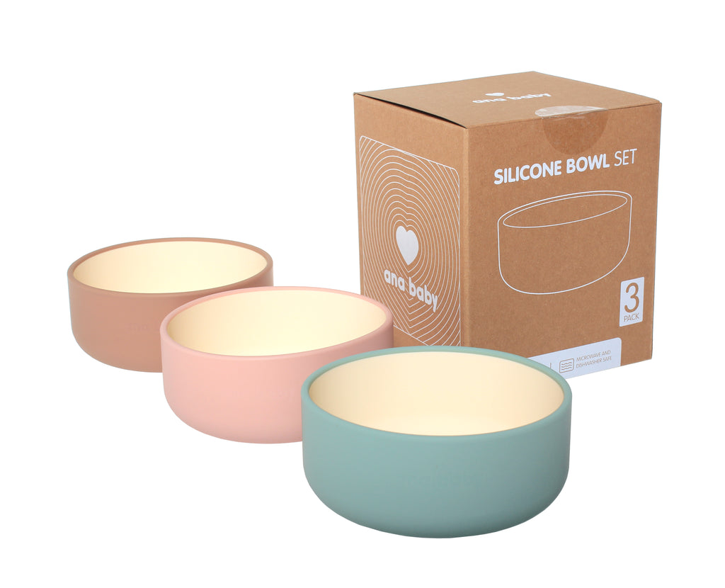 Silicone Bowls in Pastel Colours (Pack of 3)  ana baby   