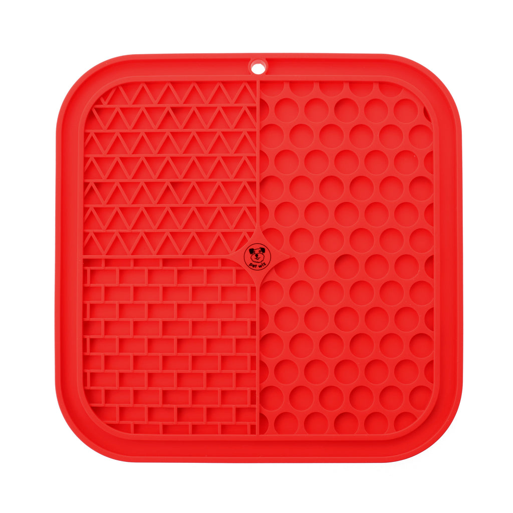Silicone Licking Mat - Providing Mental Stimulation and  Anxiety Relief Feeding Pet Wiz Red  
