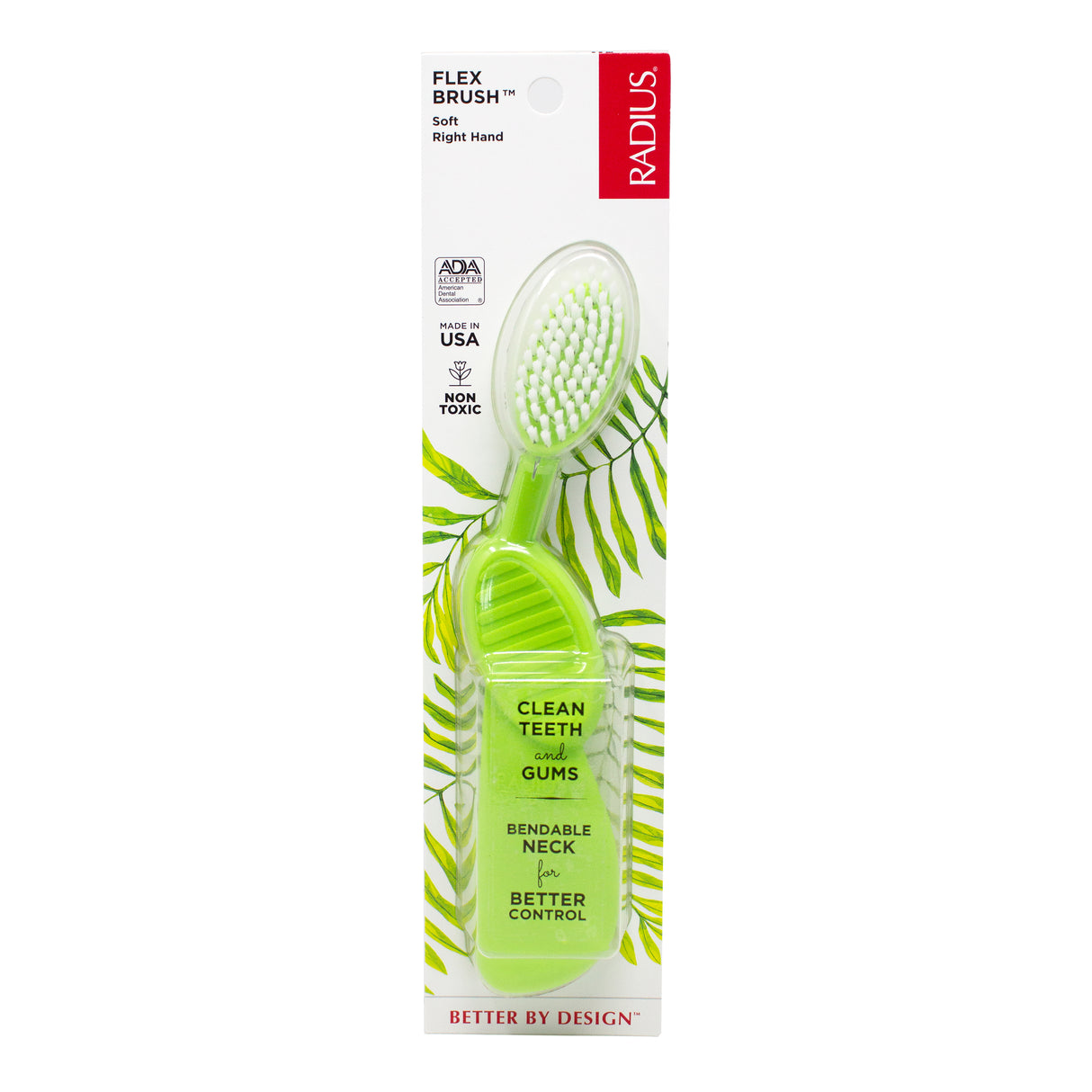 Flex-Neck Technology Toothbrush with Soft Bristles - Right Hand Toothbrush RADIUS Lime