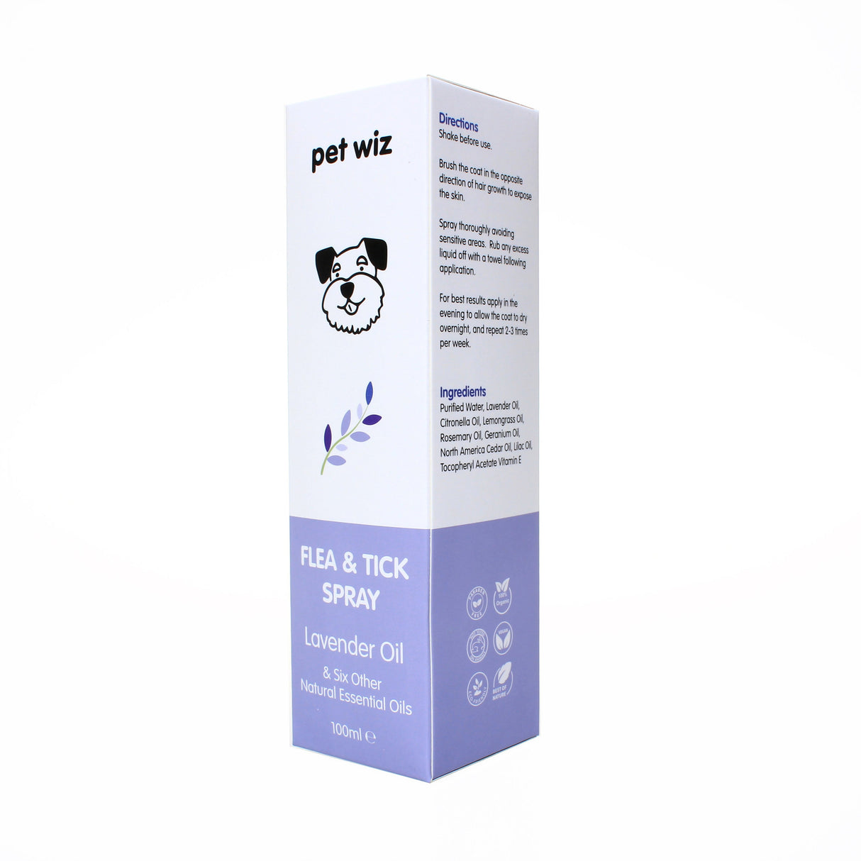 Flea & Tick Spray for Dogs & Cats - Lavender Oil & Six Other Natural Essential Oils Flea Spray Pet Wiz