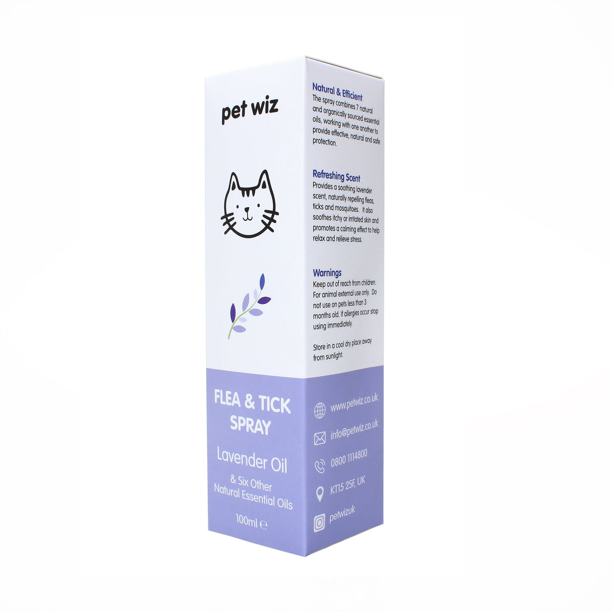 Flea & Tick Spray for Dogs & Cats - Lavender Oil & Six Other Natural Essential Oils Flea Spray Pet Wiz