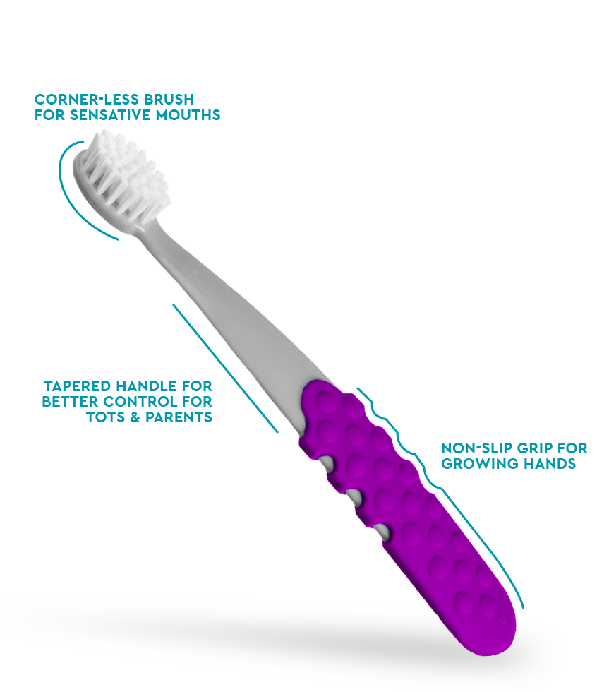 Totz Plus Brush (3 Years +) RADIUS Cool Grey w/ Amethyst Purple Grip