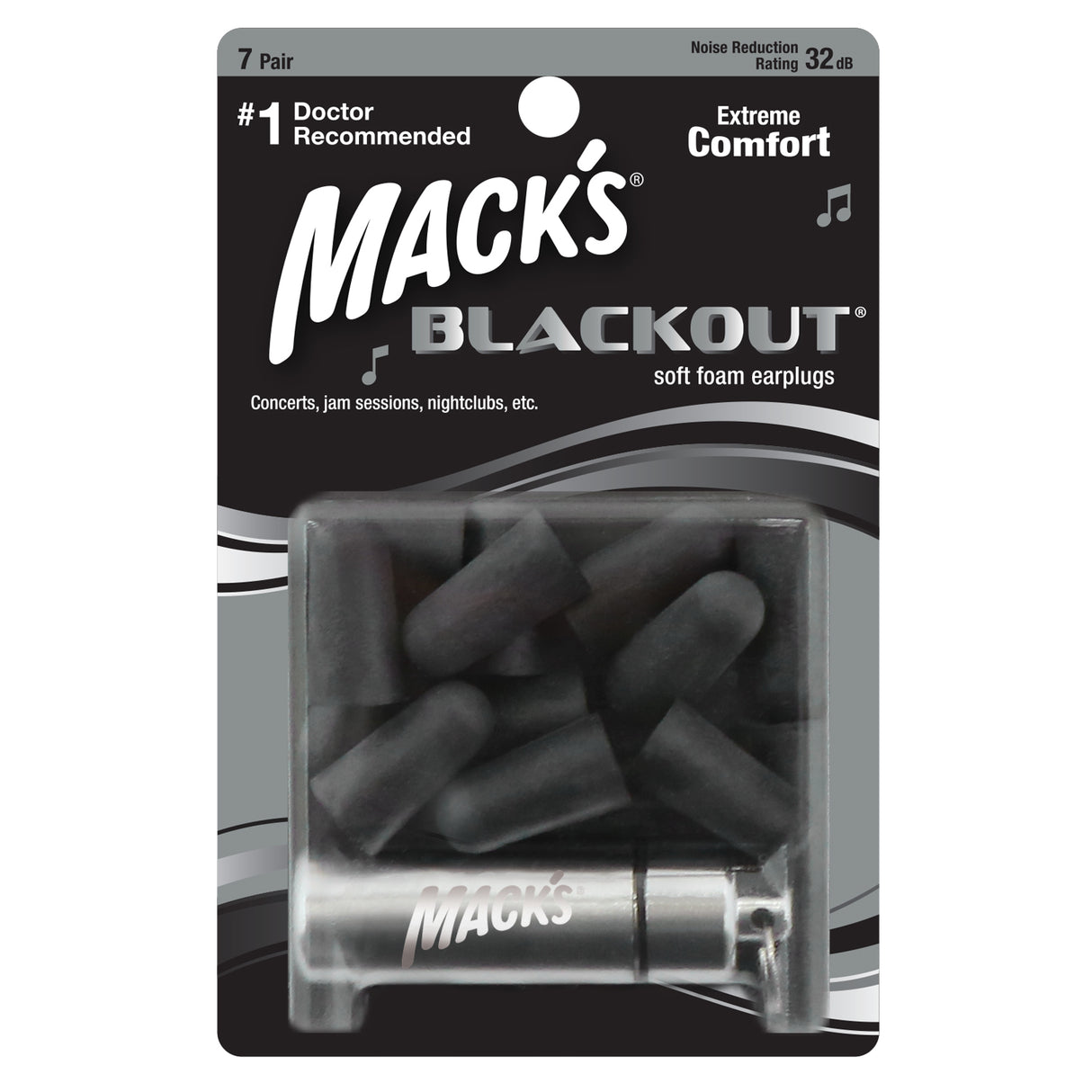 Blackout Soft Foam Ear Plugs Earplugs Mack's 7 Pairs + Travel Case