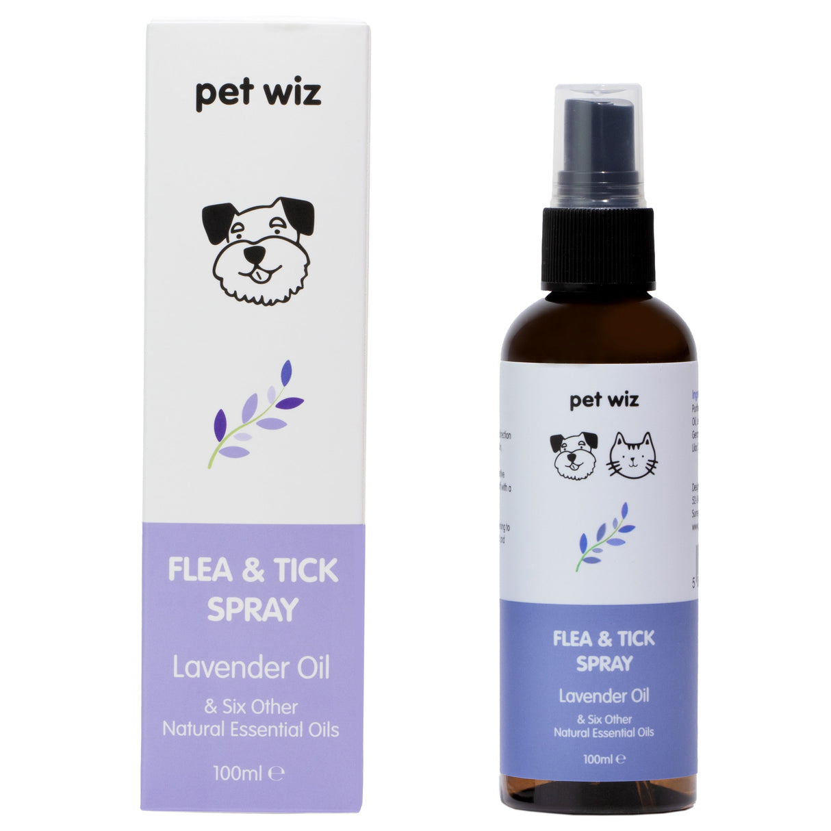 Flea & Tick Spray for Dogs & Cats - Lavender Oil & Six Other Natural Essential Oils Flea Spray Pet Wiz