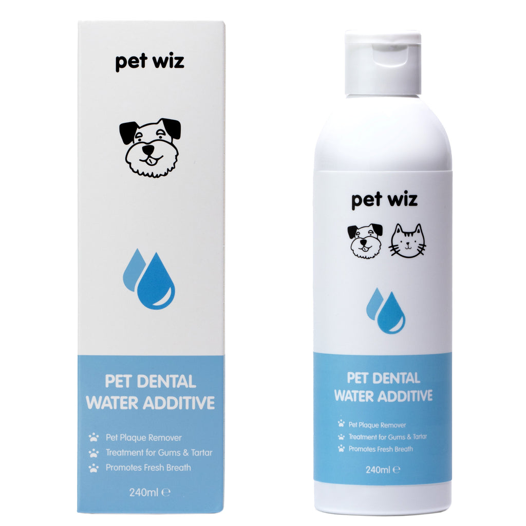 Dental Water Additive For Dogs & Cats - Plaque Remover, Treatment for Gums & Tartar, Promotes Fresh Breath Dental Water Additive Pet Wiz 240ml  
