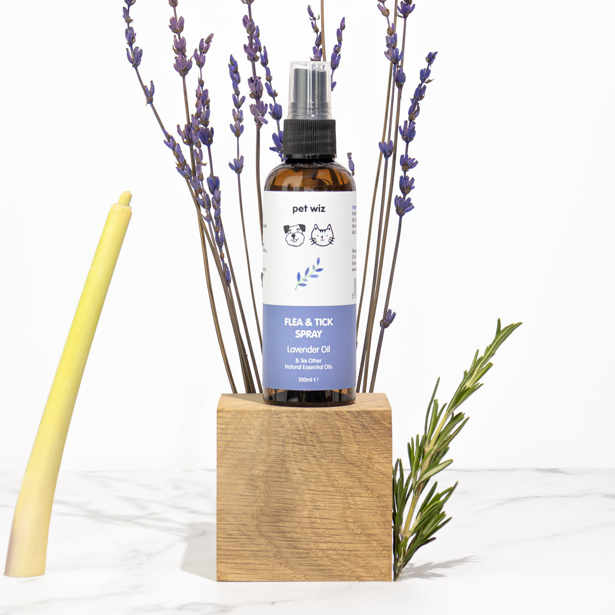 Flea & Tick Spray for Dogs & Cats - Lavender Oil & Six Other Natural Essential Oils Flea Spray Pet Wiz