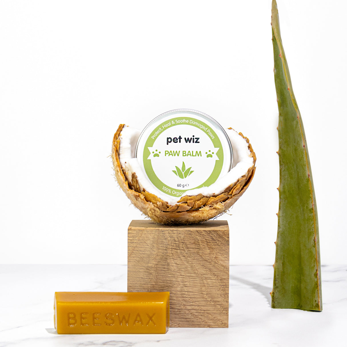 Organic Paw and Nose Balm for Dogs and Cats - Coconut Oil, Shea Butter, Vitamin E & Aloe Balm Pet Wiz