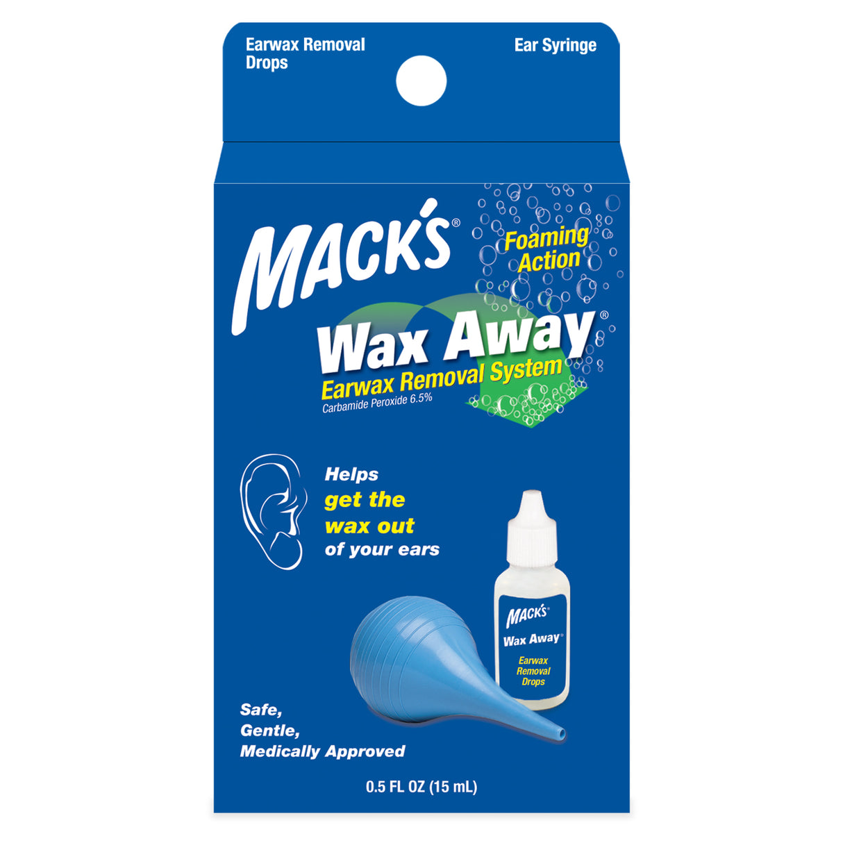 Wax Away Earwax Removal System Earplugs Mack's Wax Away Earwax Removal System + Bulb Syringe