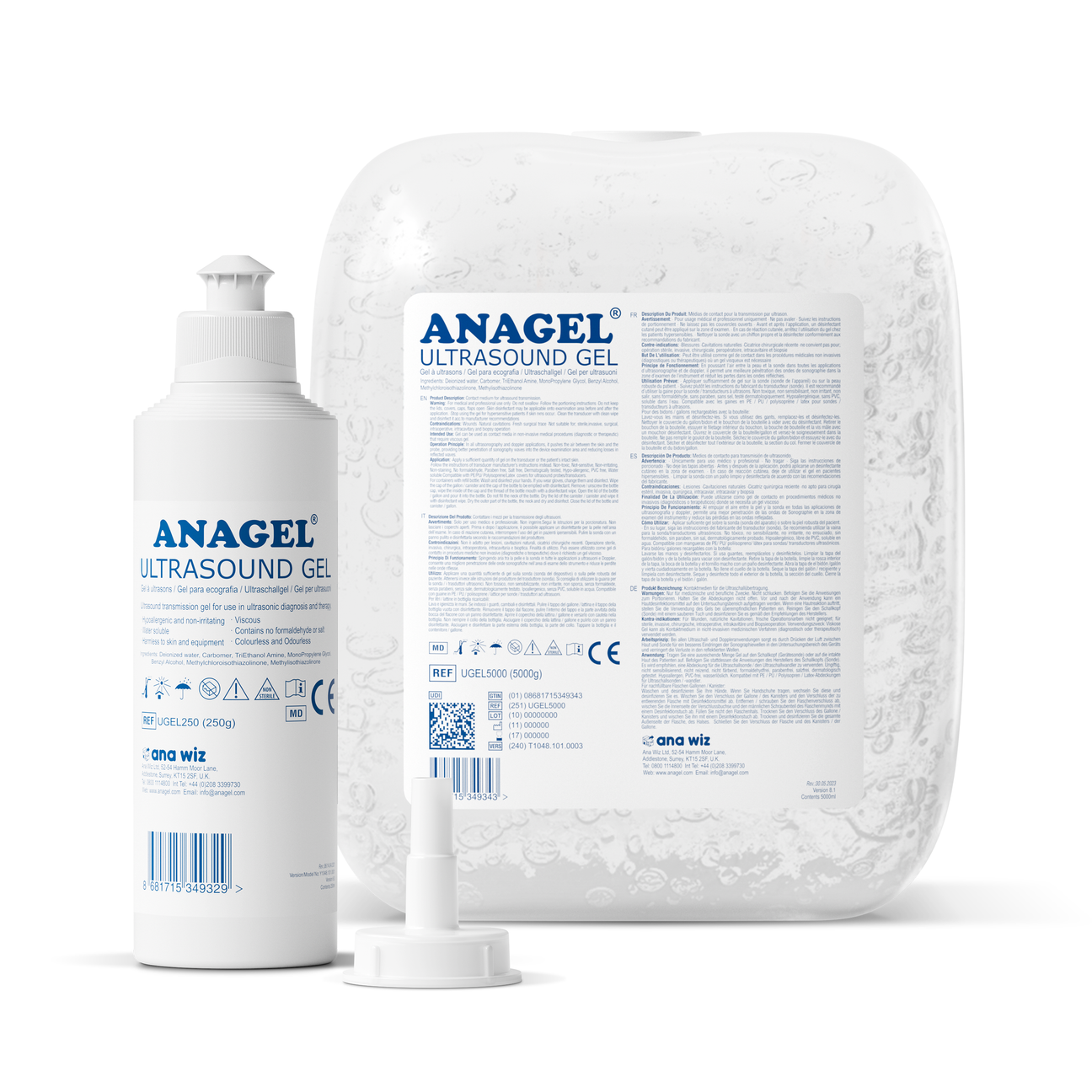 Ultrasound Transmission Gel - All Sizes Ultrasound Gel ANAGEL 5L  