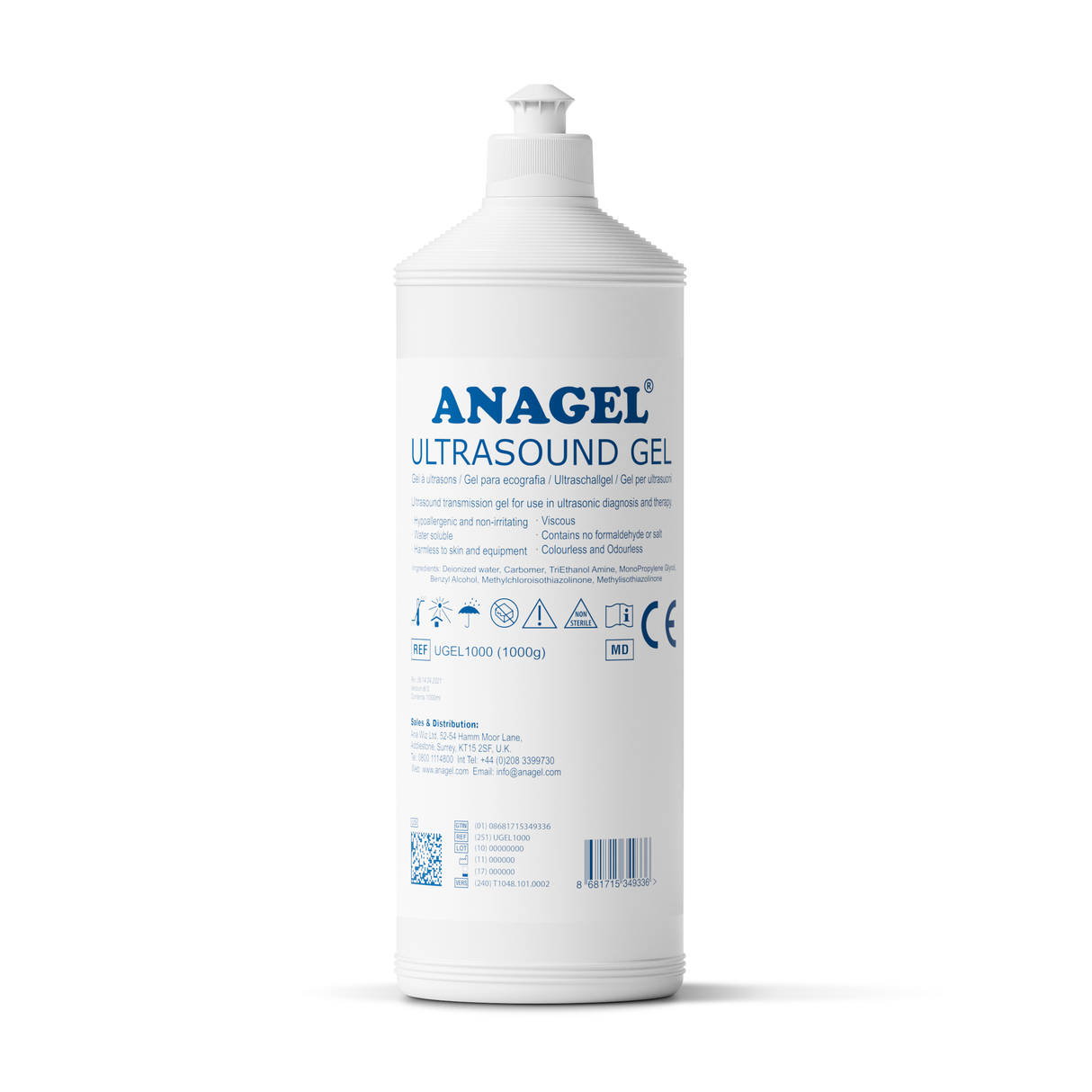 Ultrasound Transmission Gel - All Sizes Ultrasound Gel ANAGEL 1L  