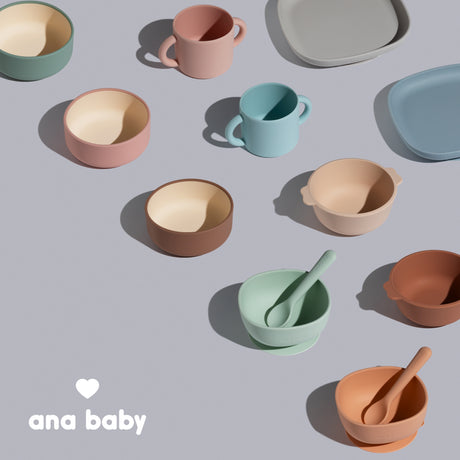 Silicone Suction Bowl and Spoon Matching Set (Pack of 2)  Ana Baby   