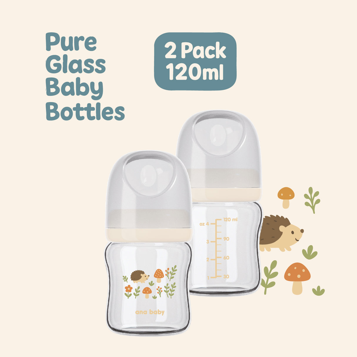 Pure Borosilicate Glass Feeding Bottles – 2 Pack