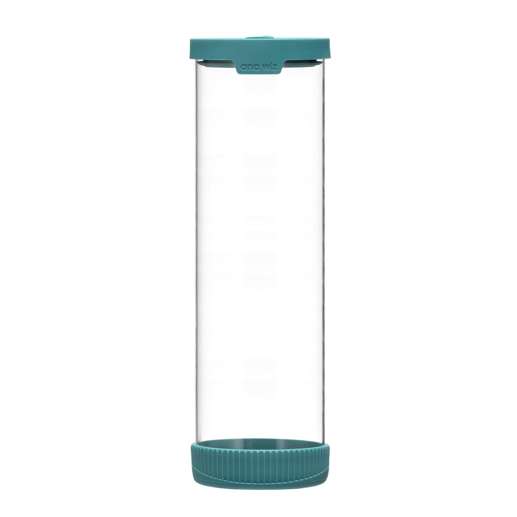 Premium Stain Resistant Borosilicate Glass Storage Jars, With Airtight Vent & Silicone Base  Ana Wiz 2000ml Teal 