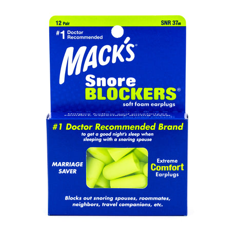 Snore Blockers Soft Foam Earplugs Earplugs Mack's 12 Pairs + Travel Case