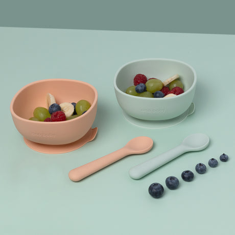 Silicone Suction Bowl and Spoon Matching Set (Pack of 2)  Ana Baby   