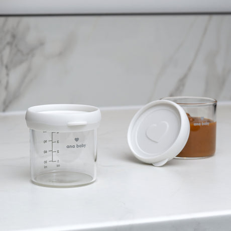 Premium Glass Food Airtight Containers with Silicone Lids for Weaning, Pack of 4, 120ml Baby Feeding Ana Baby   