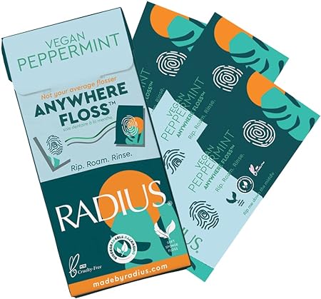 Anywhere Floss Dental Floss RADIUS Vegan Peppermint 1 Pack 