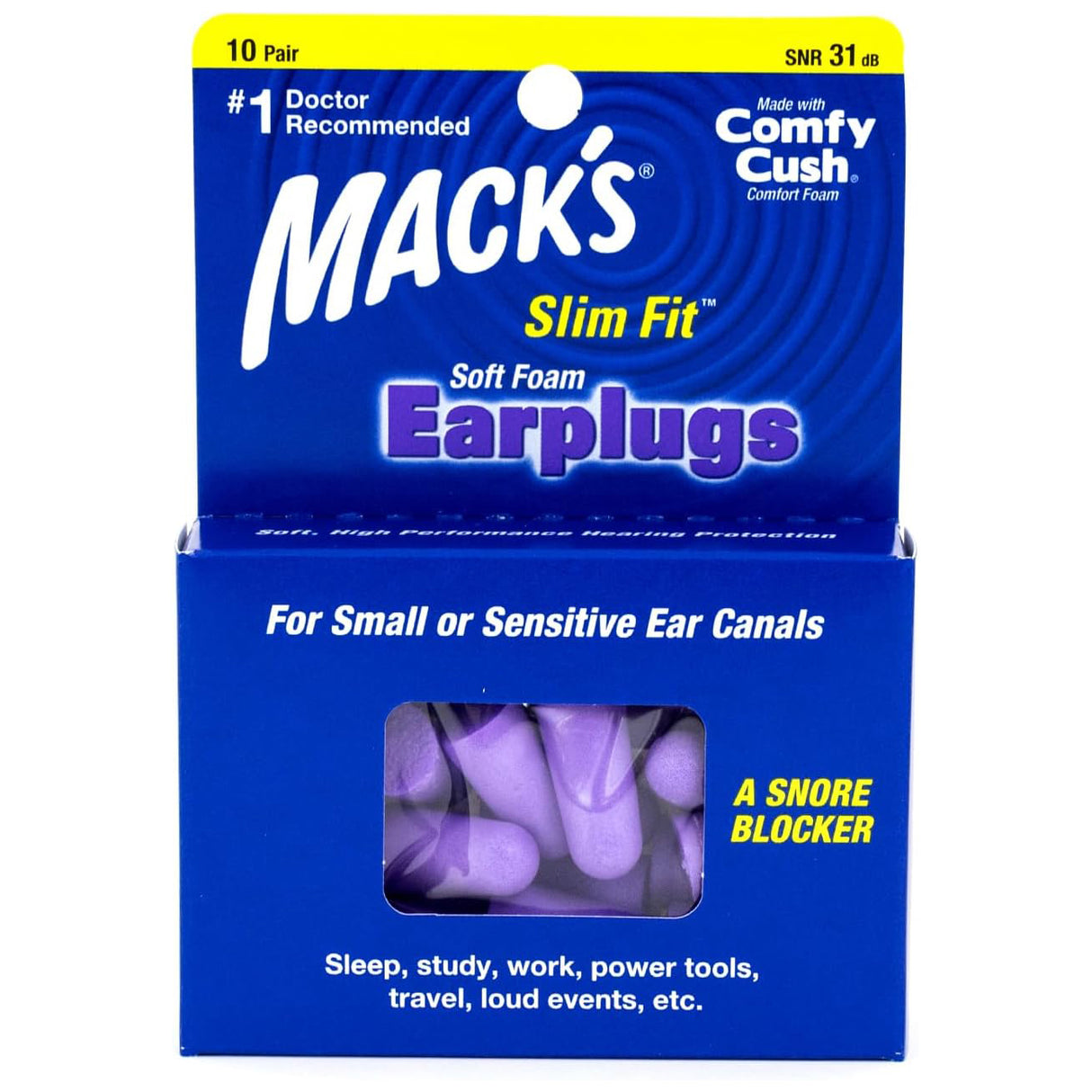 Safesound Soft Foam Slim Fit Earplugs Earplugs Mack's 10 Pairs