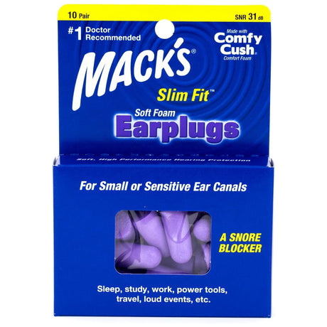 Safesound Soft Foam Slim Fit Earplugs Earplugs Mack's 10 Pairs