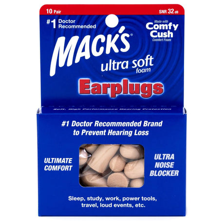 High Performance Ultra Soft Foam Earplugs Earplugs Mack's 10 Pairs