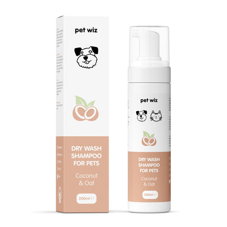 Dry Wash Shampoo for Pets – Soothing & Deodorising. Pet Wiz Coconut & Oat