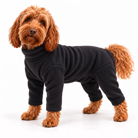 Four Legged Dog Fleece Jumpers Pet Wiz XS Black