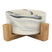 Ceramic Bowl with Bamboo Stand for Dogs & Cats Feeding Pet Wiz Marble Grey  