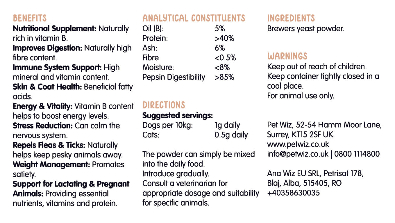 Brewers Yeast Powder for Animals Supplements Pet Wiz   