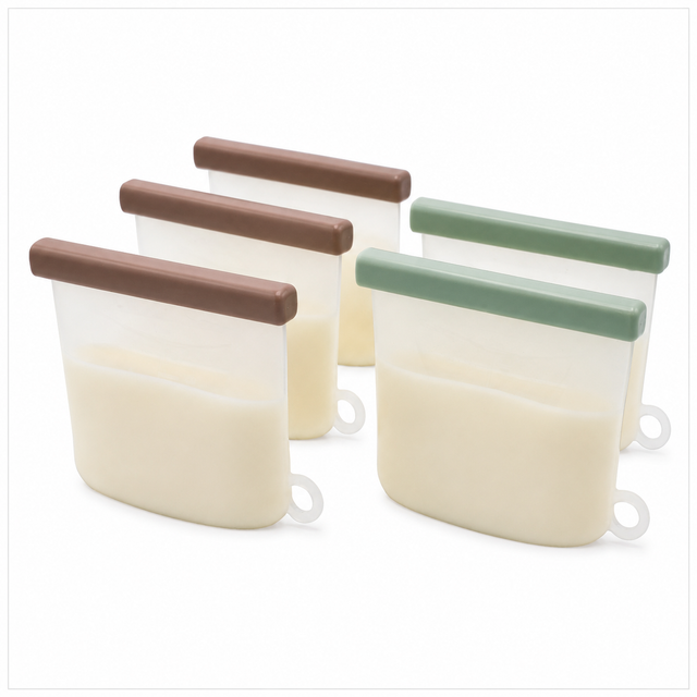 Silicone Breastmilk Storage Bags with Double Leak-Proof Seals, Pack of Five, 210ml Milk Storage Ana Baby
