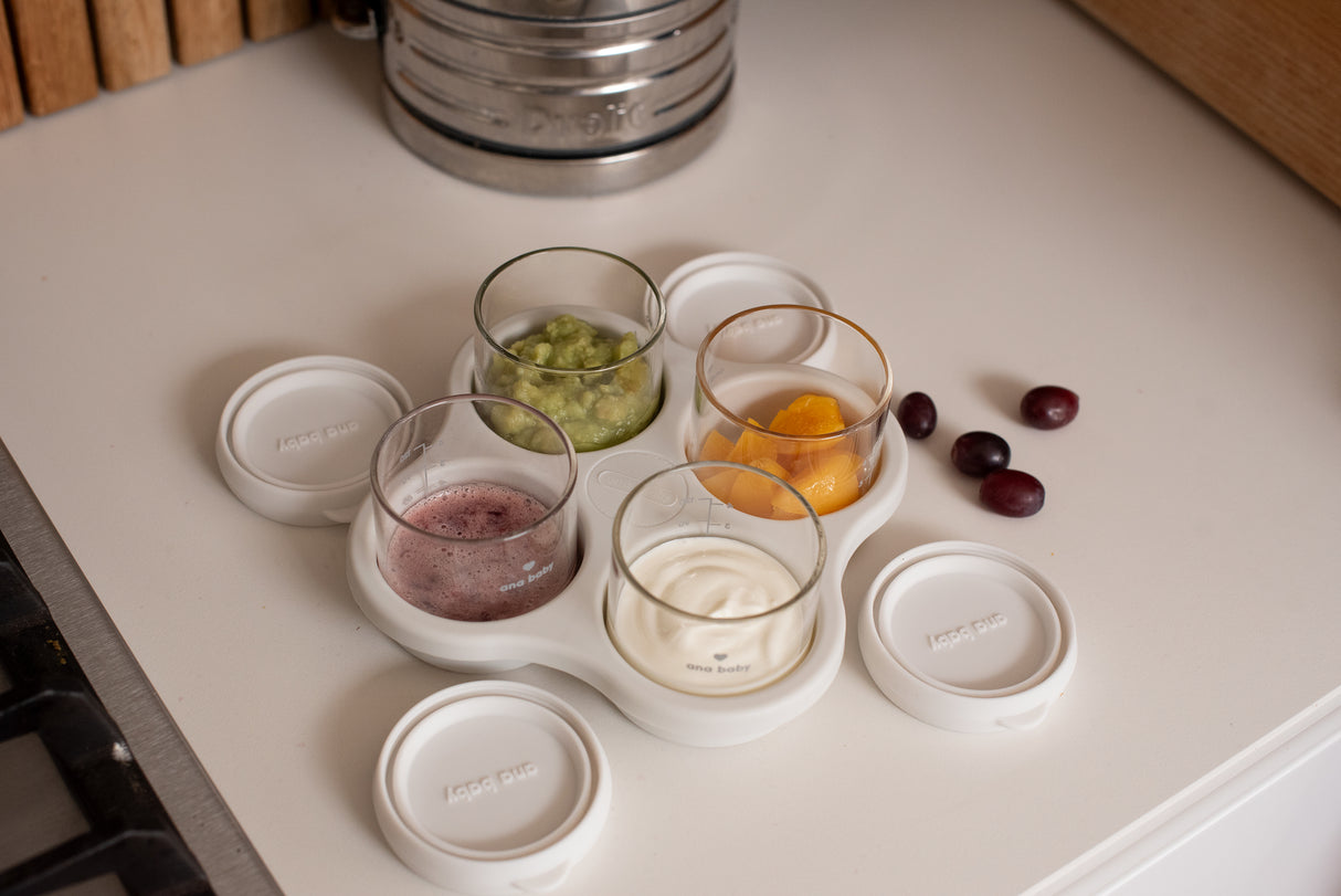 Premium Glass Food Airtight Containers with Silicone Lids for Weaning, Pack of 4, 120ml Baby Feeding Ana Baby   