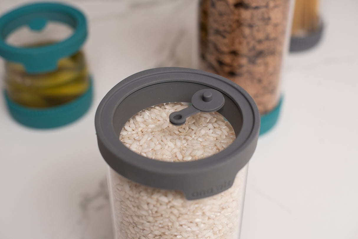 Premium Stain Resistant Borosilicate Glass Storage Jars, With Airtight Vent & Silicone Base  Ana Wiz   