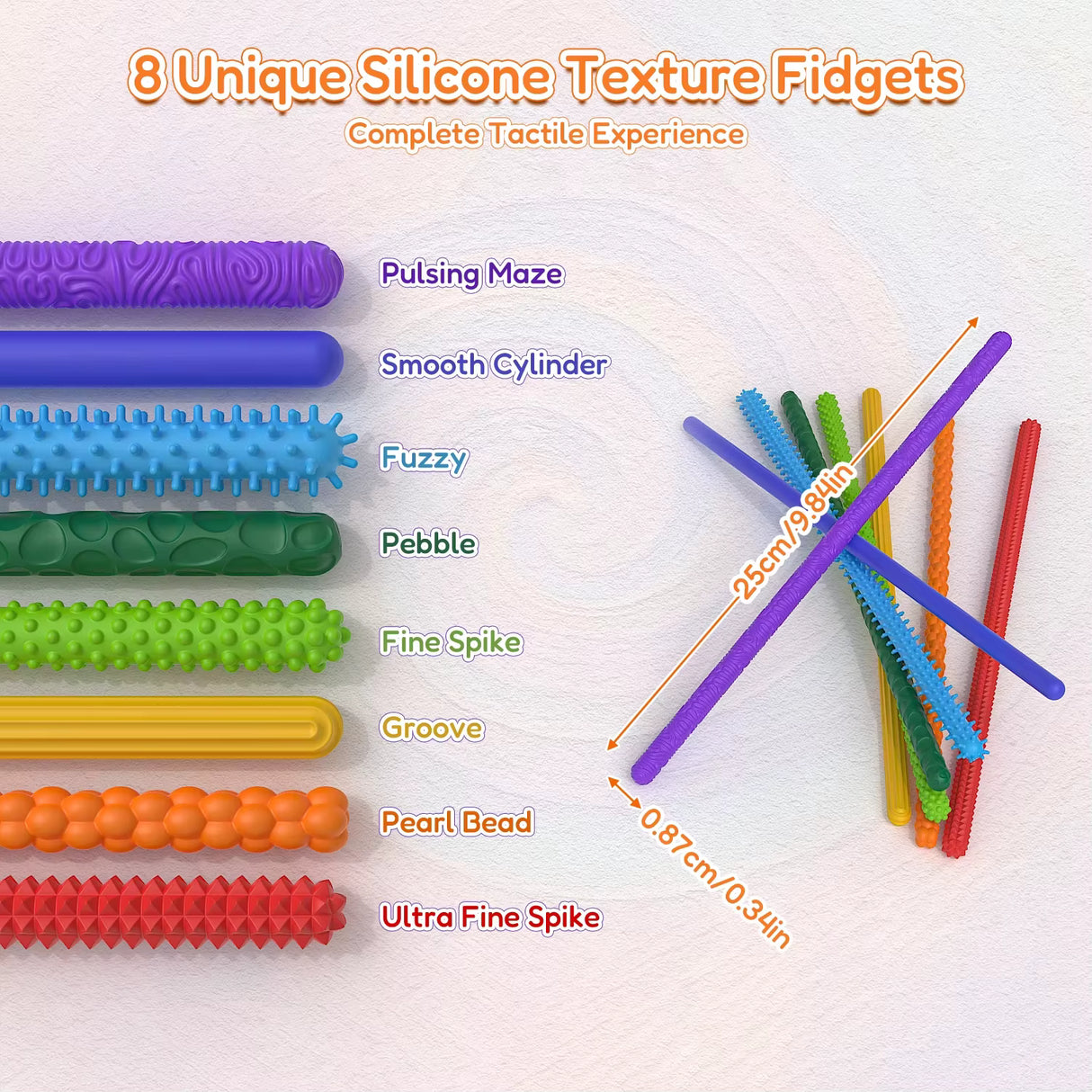Sensory Fidget Sticks (8-Pack) Neuro Wiz