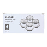 Premium Glass Food Airtight Containers with Silicone Lids for Weaning, Pack of 4, 120ml Baby Feeding Ana Baby   