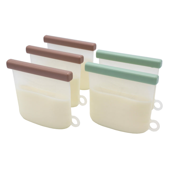 Silicone Breastmilk Storage Bags with Double Leak-Proof Seals, Pack of Five, 210ml  Ana Baby   