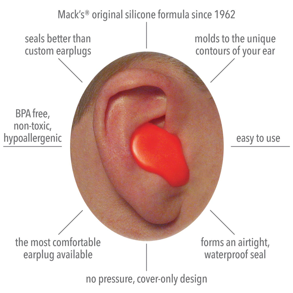 Mack's - Soft Moldable Silicone Putty Earplugs Kids Size - 200 Pair Dispenser - Orange (NRR 22) Earplugs Mack's   