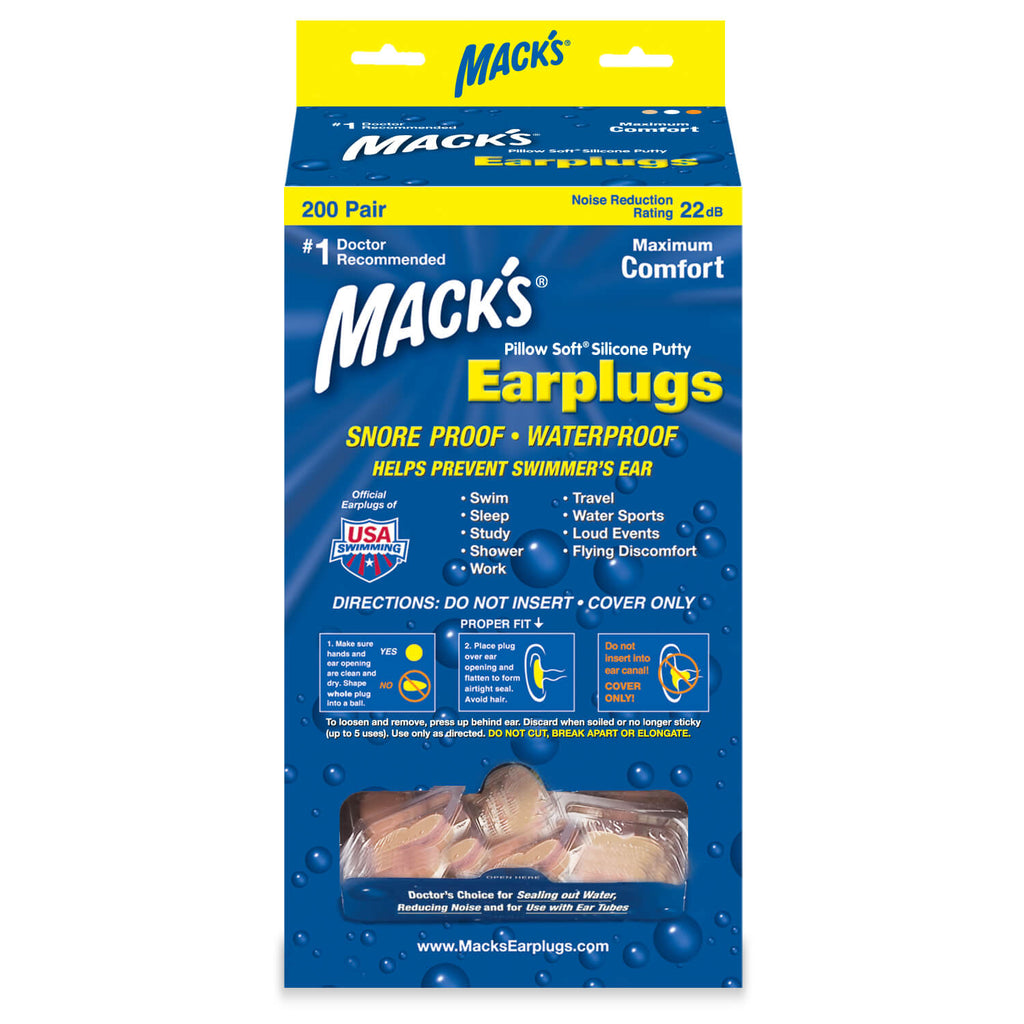 Mack's - Pillow Soft Silicone Putty Earplugs - 200 Pair Dispenser - Beige (NRR 22) Earplugs Mack's 200 Pairs (Beige)  