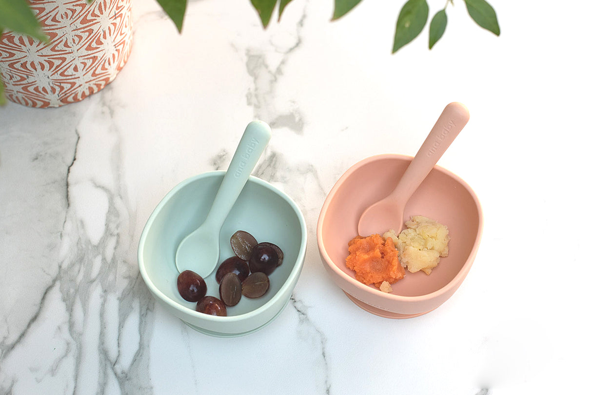 Silicone Suction Bowl and Spoon Matching Set (Pack of 2)  Ana Baby   