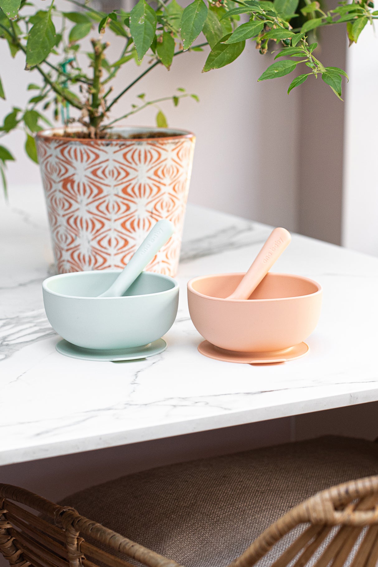 Silicone Suction Bowl and Spoon Matching Set (Pack of 2)  Ana Baby   