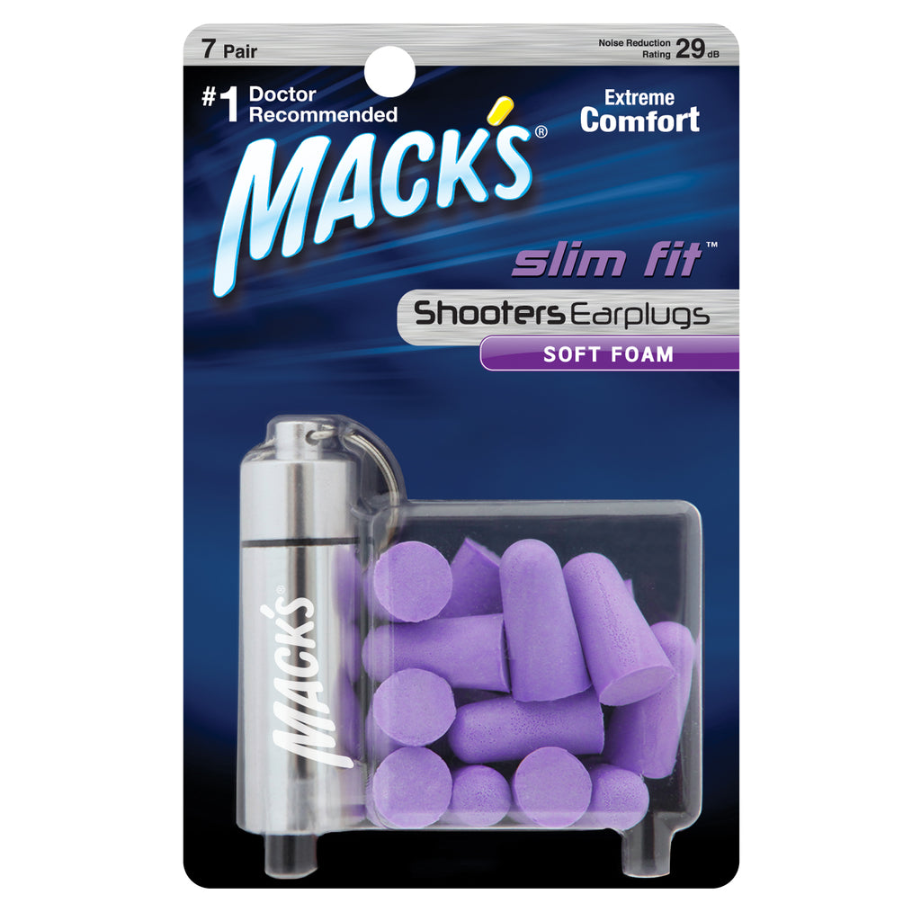 Mack’s Slim Fit Soft Foam Shooting Earplugs, 7 Pair with Travel Case – Small Ear Plugs for Hunting, Tactical, Target, Skeet and Trap Shooting Earplugs Mack's   