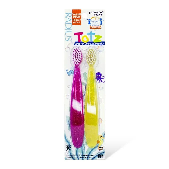 Radius Totz Brush (18 mo+), Pack of Two Toothbrush Radius Pink & Yellow  