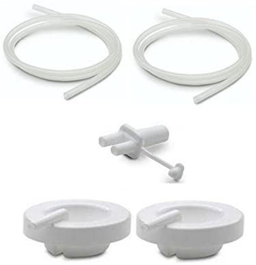 Maymom Tubing Parts for Ameda Purely Yours Pumps; (2 Tubes with caps/Connector); Can Replace Ameda Tubing, Ameda Tubing Connector and Ameda White Caps Breast Pump Accessories Maymom   