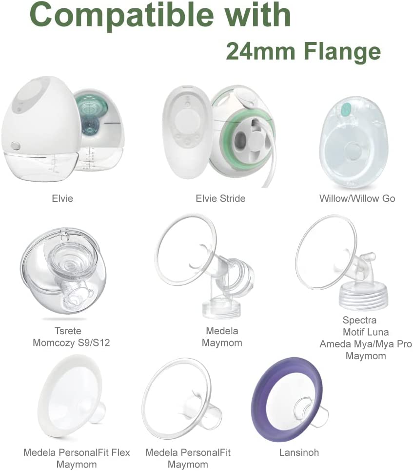 Maymom Flange Insert Compatible with Elvie Single/Double Electric, Elvie Stride Cup (24mm), Compatible with Medela PersonalFit Flex Shield  Maymom   