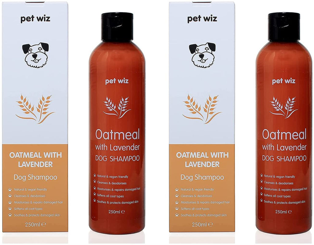 Oatmeal with Lavender Dog Shampoo - Coconut Oil Extract | Provitamin B5 | Natural & Vegan Friendly Dog Shampoo Pet Wiz 500ml (2 x 250ml)  