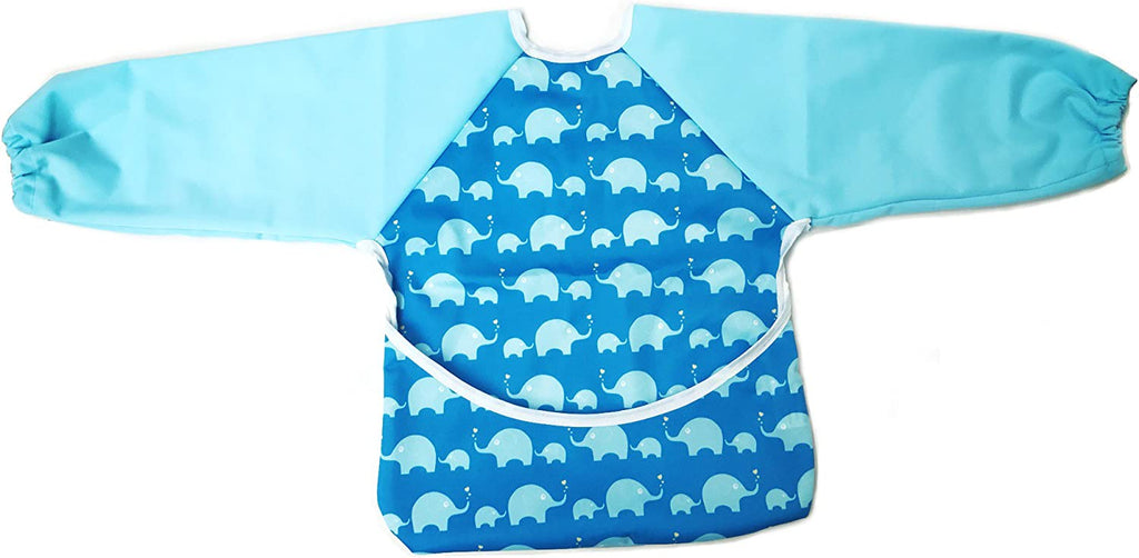 Long Sleeve Water Resistant Bib Baby Bandana Bibs Ana Wiz Blue Elephant  